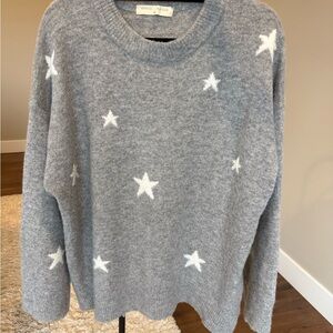 STITCH & FEATHER SIZE M/L Gray Star Pattern Sweater